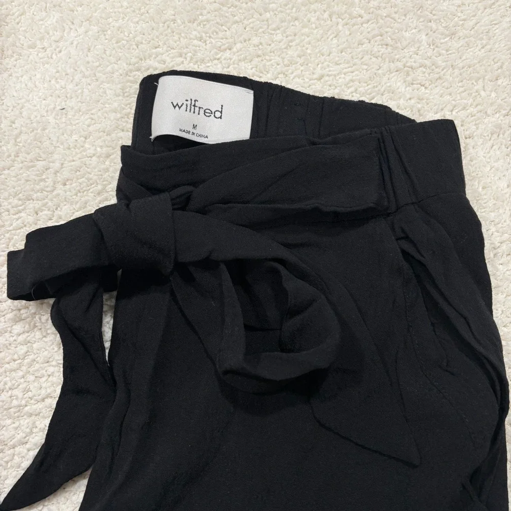 Wilfred Aritzia Faun Tie Waist Wide Leg Crop Black Sheer Lightweight Pant Medium - Picture 5 of 7